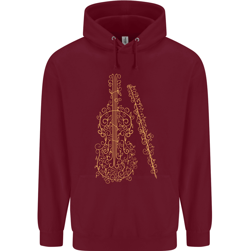 A Violin Cello Mens 80% Cotton Hoodie Maroon