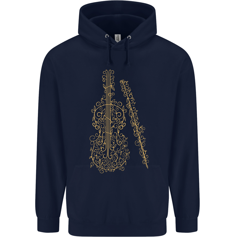 A Violin Cello Mens 80% Cotton Hoodie Navy Blue