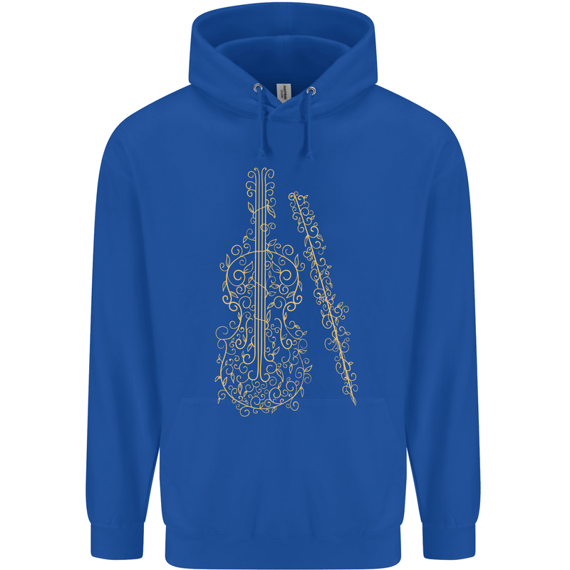 A Violin Cello Mens 80% Cotton Hoodie Royal Blue