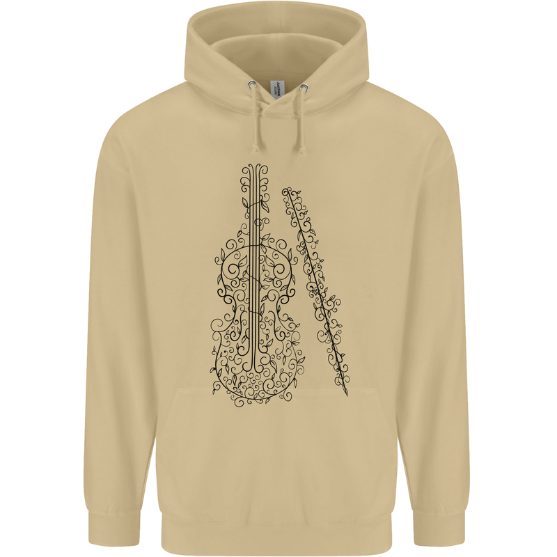 A Violin Cello Mens 80% Cotton Hoodie Sand
