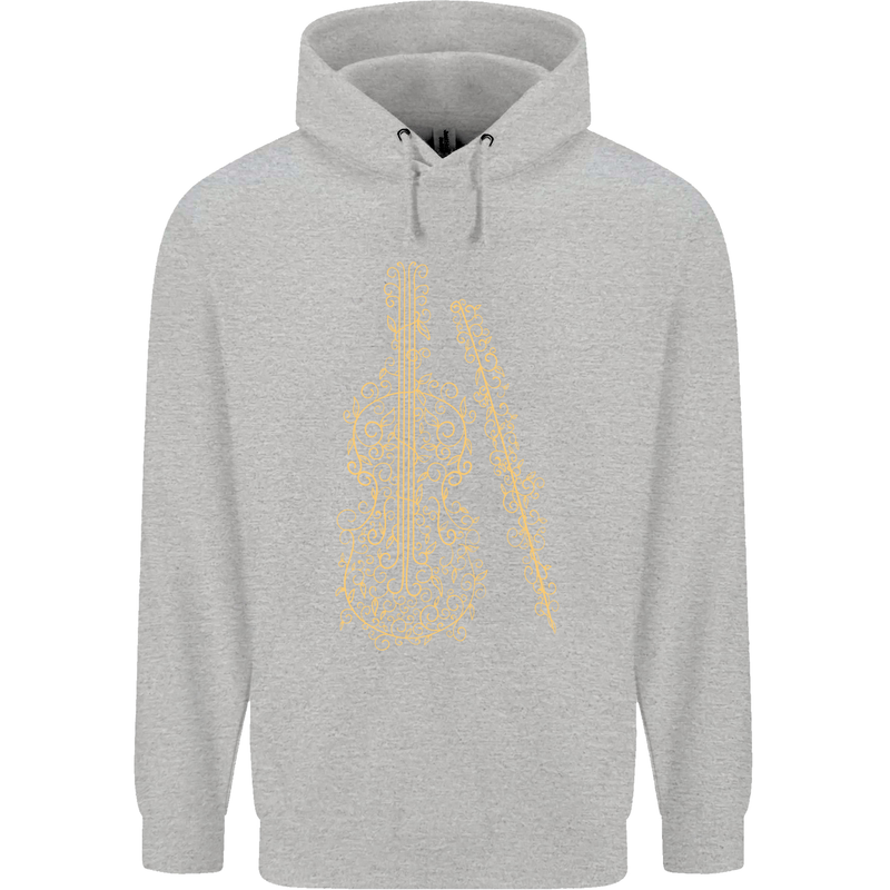 A Violin Cello Mens 80% Cotton Hoodie Sports Grey