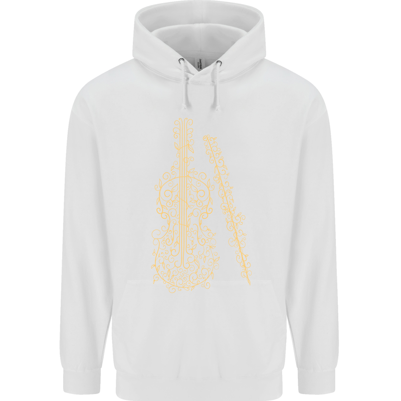 A Violin Cello Mens 80% Cotton Hoodie White