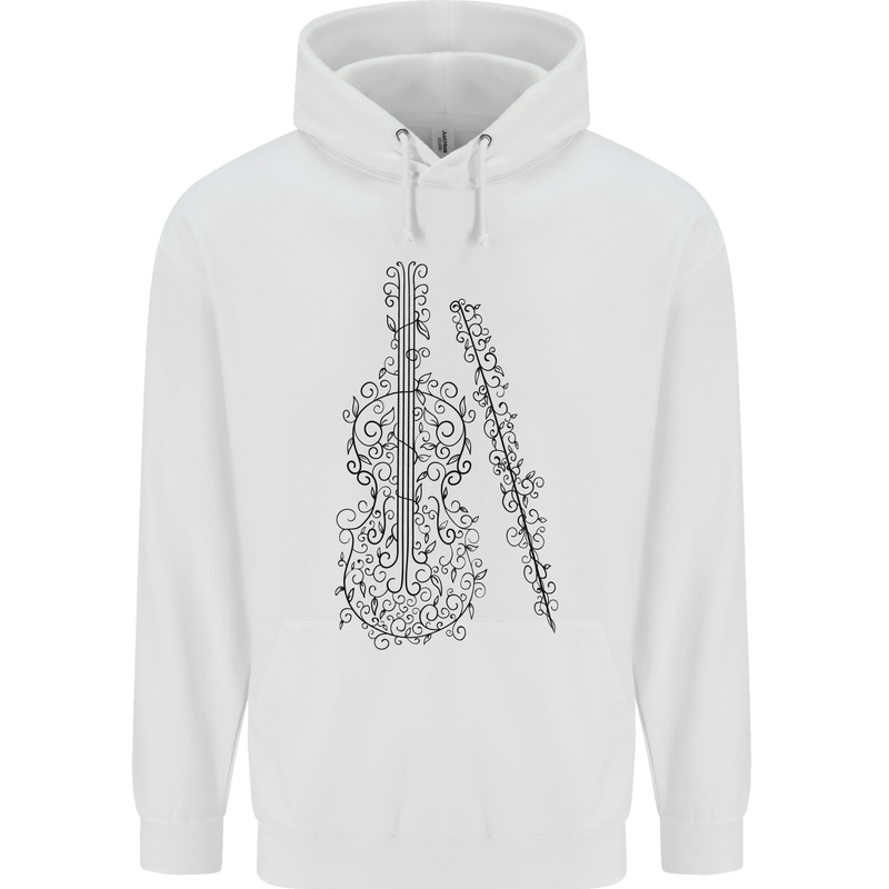 A Violin Cello Mens 80% Cotton Hoodie White