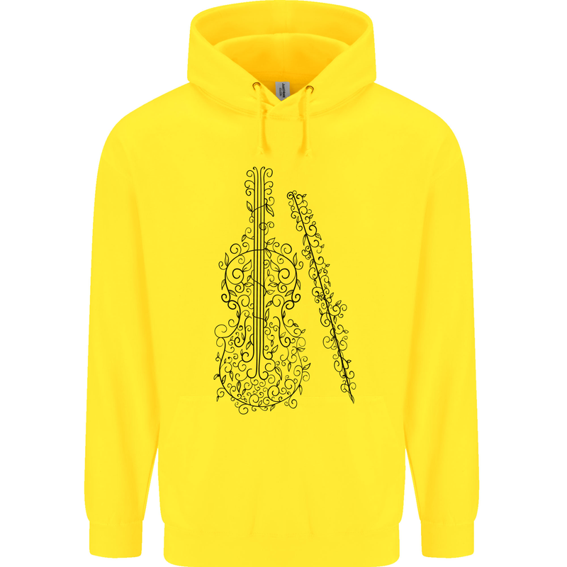 A Violin Cello Mens 80% Cotton Hoodie Yellow