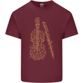 A Violin Cello Mens Cotton T-Shirt Tee Top Maroon