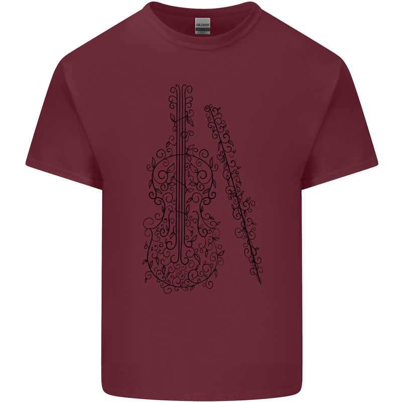 A Violin Cello Mens Cotton T-Shirt Tee Top Maroon