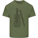 A Violin Cello Mens Cotton T-Shirt Tee Top Military Green