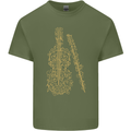 A Violin Cello Mens Cotton T-Shirt Tee Top Military Green