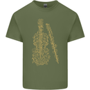 A Violin Cello Mens Cotton T-Shirt Tee Top Military Green