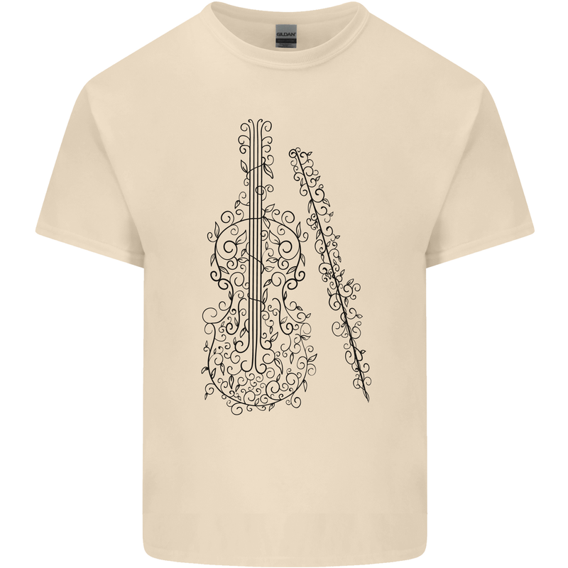 A Violin Cello Mens Cotton T-Shirt Tee Top Natural