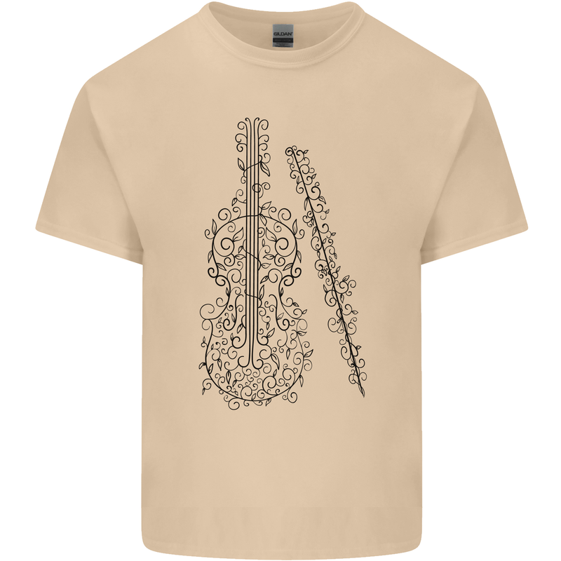 A Violin Cello Mens Cotton T-Shirt Tee Top Sand