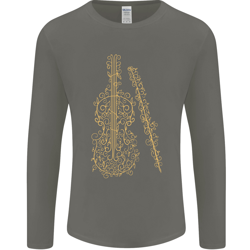 A Violin Cello Mens Long Sleeve T-Shirt Charcoal