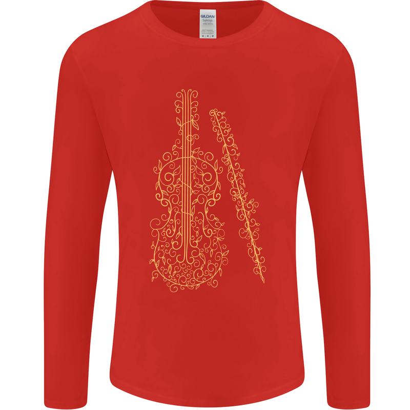 A Violin Cello Mens Long Sleeve T-Shirt Red