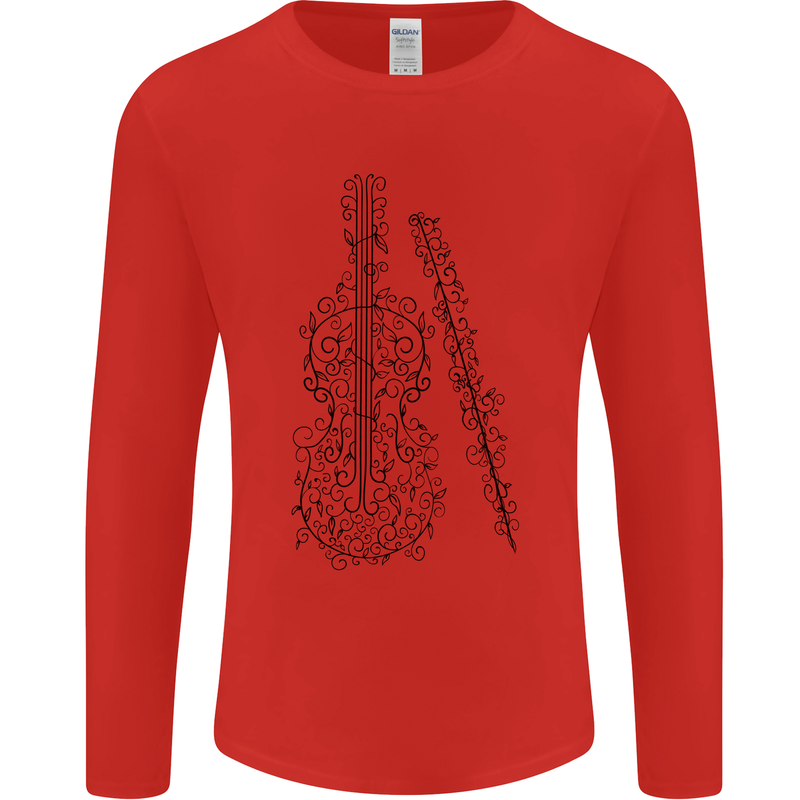 A Violin Cello Mens Long Sleeve T-Shirt Red