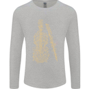 A Violin Cello Mens Long Sleeve T-Shirt Sports Grey