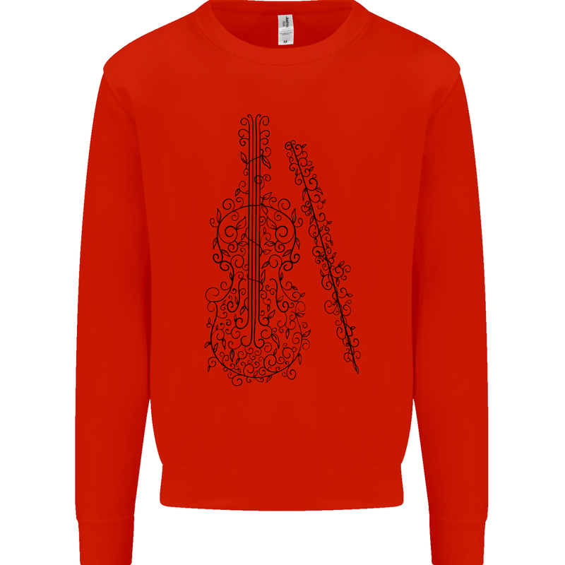 A Violin Cello Mens Sweatshirt Jumper Bright Red