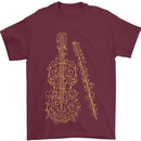 A Violin Cello Mens T-Shirt 100% Cotton Maroon