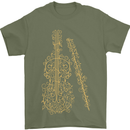 A Violin Cello Mens T-Shirt 100% Cotton Military Green