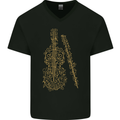 A Violin Cello Mens V-Neck Cotton T-Shirt Black