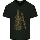 A Violin Cello Mens V-Neck Cotton T-Shirt Black