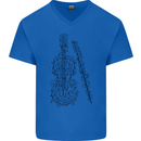 A Violin Cello Mens V-Neck Cotton T-Shirt Royal Blue