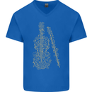 A Violin Cello Mens V-Neck Cotton T-Shirt Royal Blue