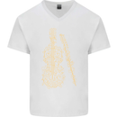 A Violin Cello Mens V-Neck Cotton T-Shirt White