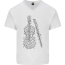 A Violin Cello Mens V-Neck Cotton T-Shirt White