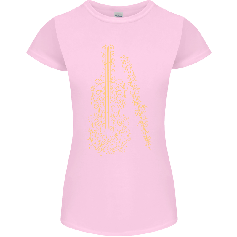 A Violin Cello Womens Petite Cut T-Shirt Light Pink
