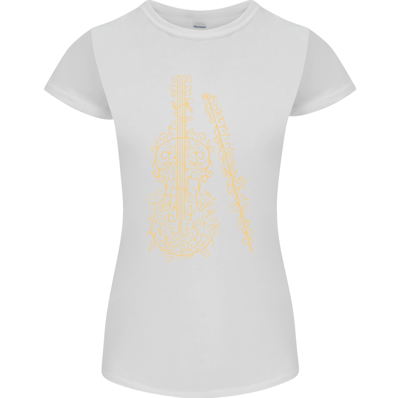 A Violin Cello Womens Petite Cut T-Shirt White