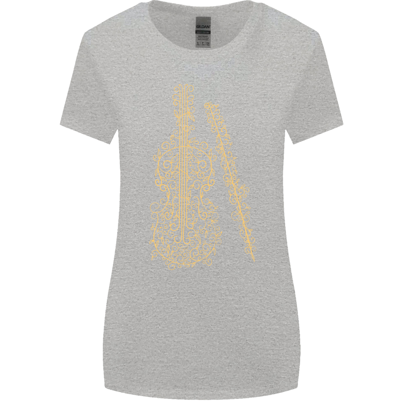A Violin Cello Womens Wider Cut T-Shirt Sports Grey