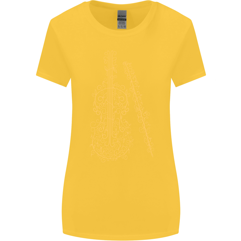 A Violin Cello Womens Wider Cut T-Shirt Yellow