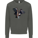 A Vulture Illustration Birds of Prey Kids Sweatshirt Jumper Storm Grey