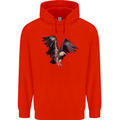 A Vulture Illustration Birds of Prey Mens 80% Cotton Hoodie Bright Red
