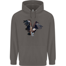 A Vulture Illustration Birds of Prey Mens 80% Cotton Hoodie Charcoal