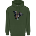 A Vulture Illustration Birds of Prey Mens 80% Cotton Hoodie Forest Green