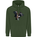 A Vulture Illustration Birds of Prey Mens 80% Cotton Hoodie Forest Green