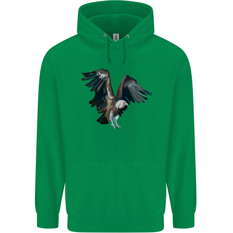 A Vulture Illustration Birds of Prey Mens 80% Cotton Hoodie Irish Green