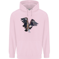 A Vulture Illustration Birds of Prey Mens 80% Cotton Hoodie Light Pink