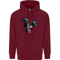 A Vulture Illustration Birds of Prey Mens 80% Cotton Hoodie Maroon