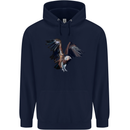 A Vulture Illustration Birds of Prey Mens 80% Cotton Hoodie Navy Blue