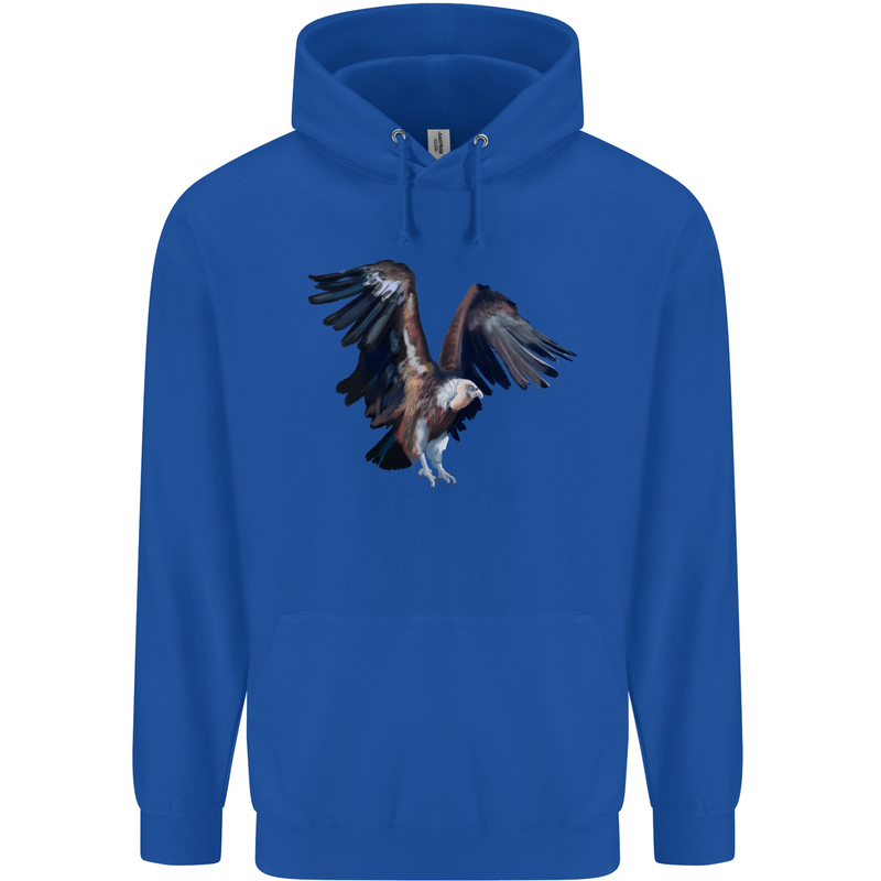 A Vulture Illustration Birds of Prey Mens 80% Cotton Hoodie Royal Blue