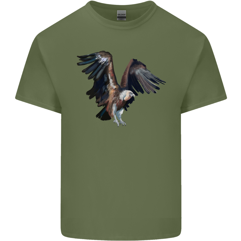 A Vulture Illustration Birds of Prey Mens Cotton T-Shirt Tee Top Military Green