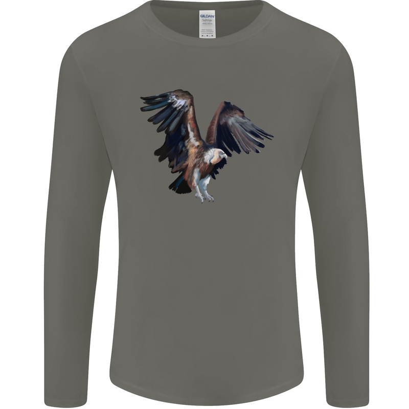 A Vulture Illustration Birds of Prey Mens Long Sleeve T-Shirt Charcoal