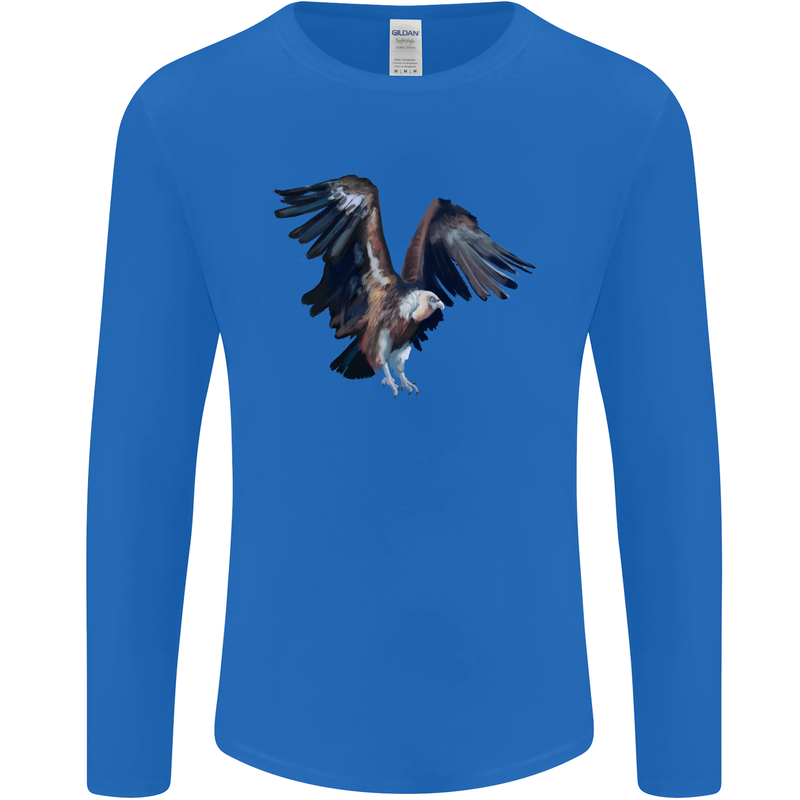 A Vulture Illustration Birds of Prey Mens Long Sleeve T-Shirt Royal Blue