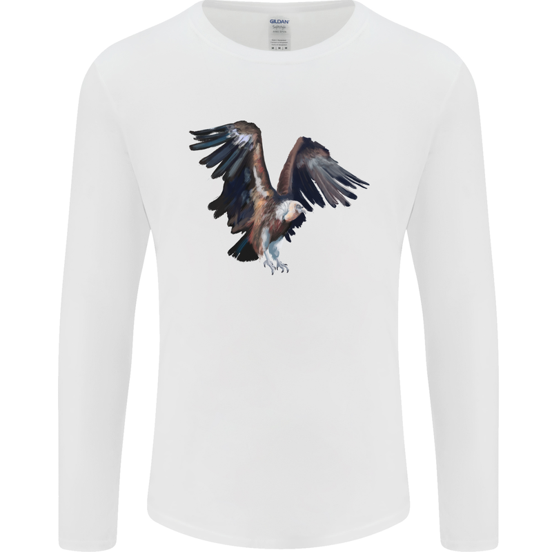 A Vulture Illustration Birds of Prey Mens Long Sleeve T-Shirt White