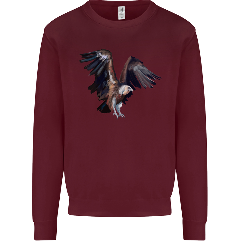 A Vulture Illustration Birds of Prey Mens Sweatshirt Jumper Maroon