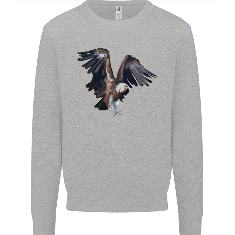 A Vulture Illustration Birds of Prey Mens Sweatshirt Jumper Sports Grey