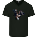 A Vulture Illustration Birds of Prey Mens V-Neck Cotton T-Shirt Black