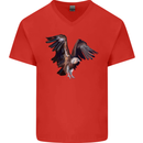 A Vulture Illustration Birds of Prey Mens V-Neck Cotton T-Shirt Red